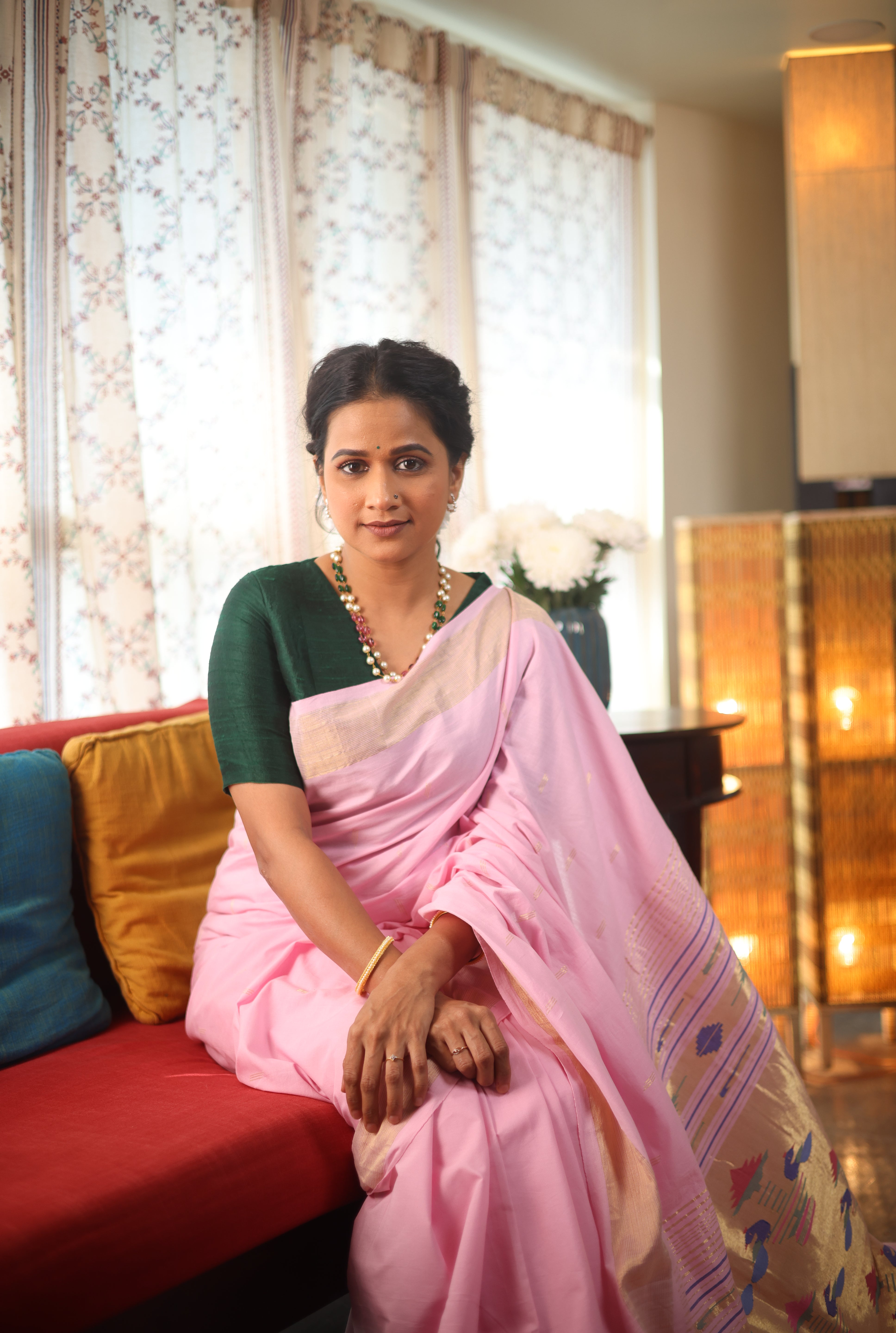 Baby Pink Cotton Paithani Saree - SRBPCPS594