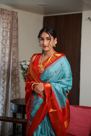 Sky Blue Gadwal Silk Saree - SRSBGSS567