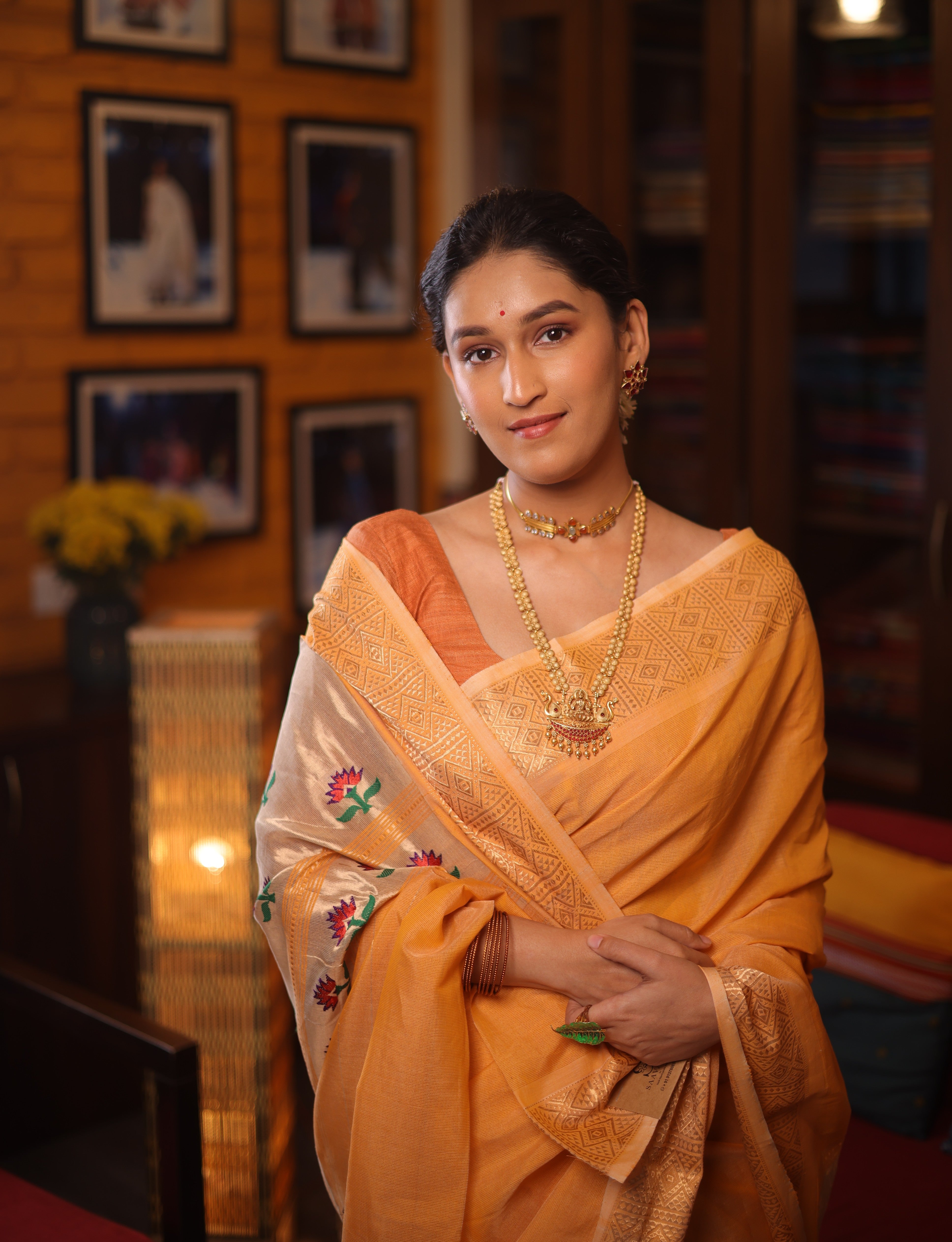 Orange Tissue Cotton Paithani Saree - Saavari -  SSPTCPSS01