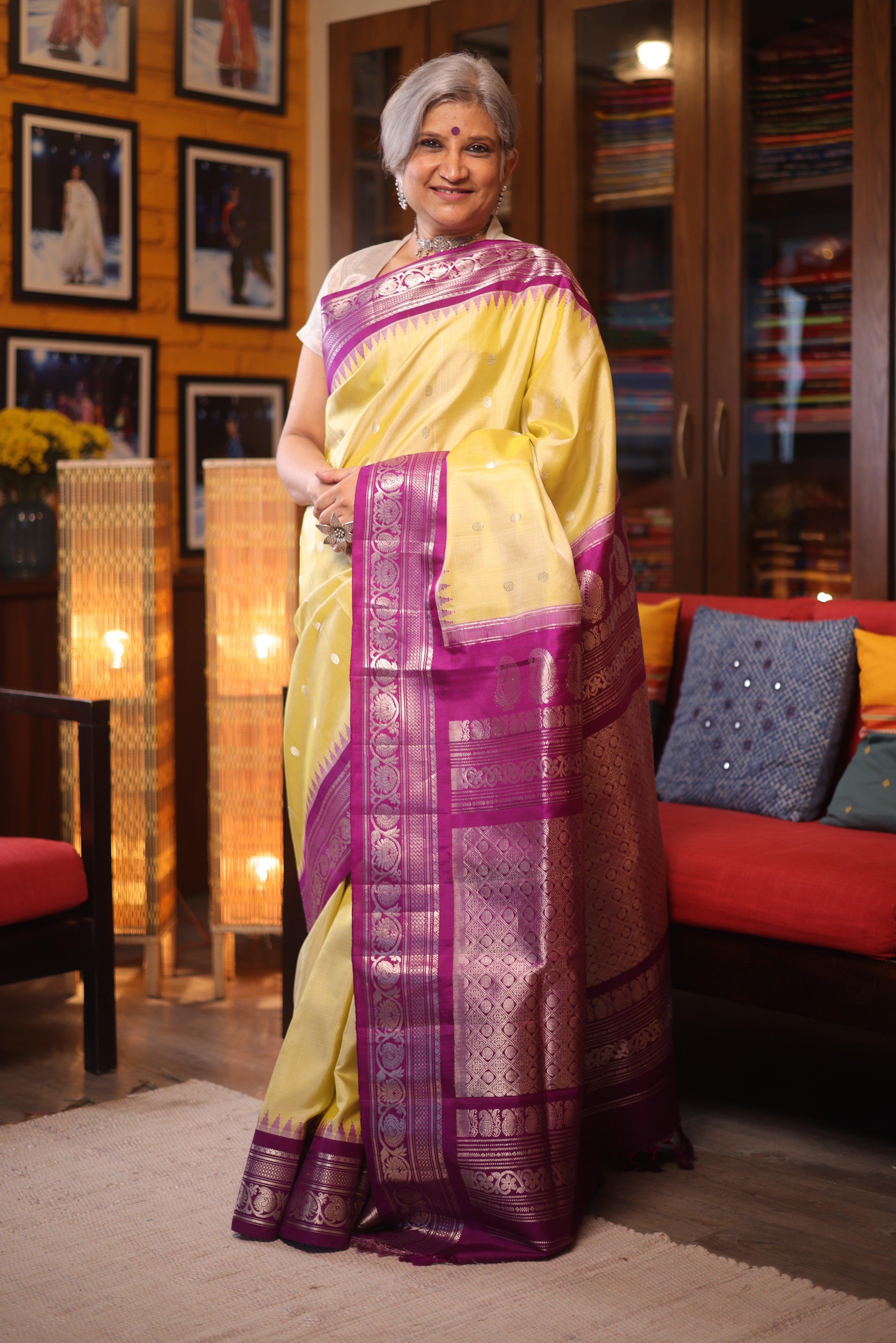 Lemon Yellow Gadwal Silk Saree - SRLYGSS539