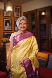 Lemon Yellow Gadwal Silk Saree - SRLYGSS539