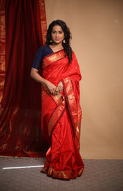 Red Silk Paithani Saree - SRRSPS718