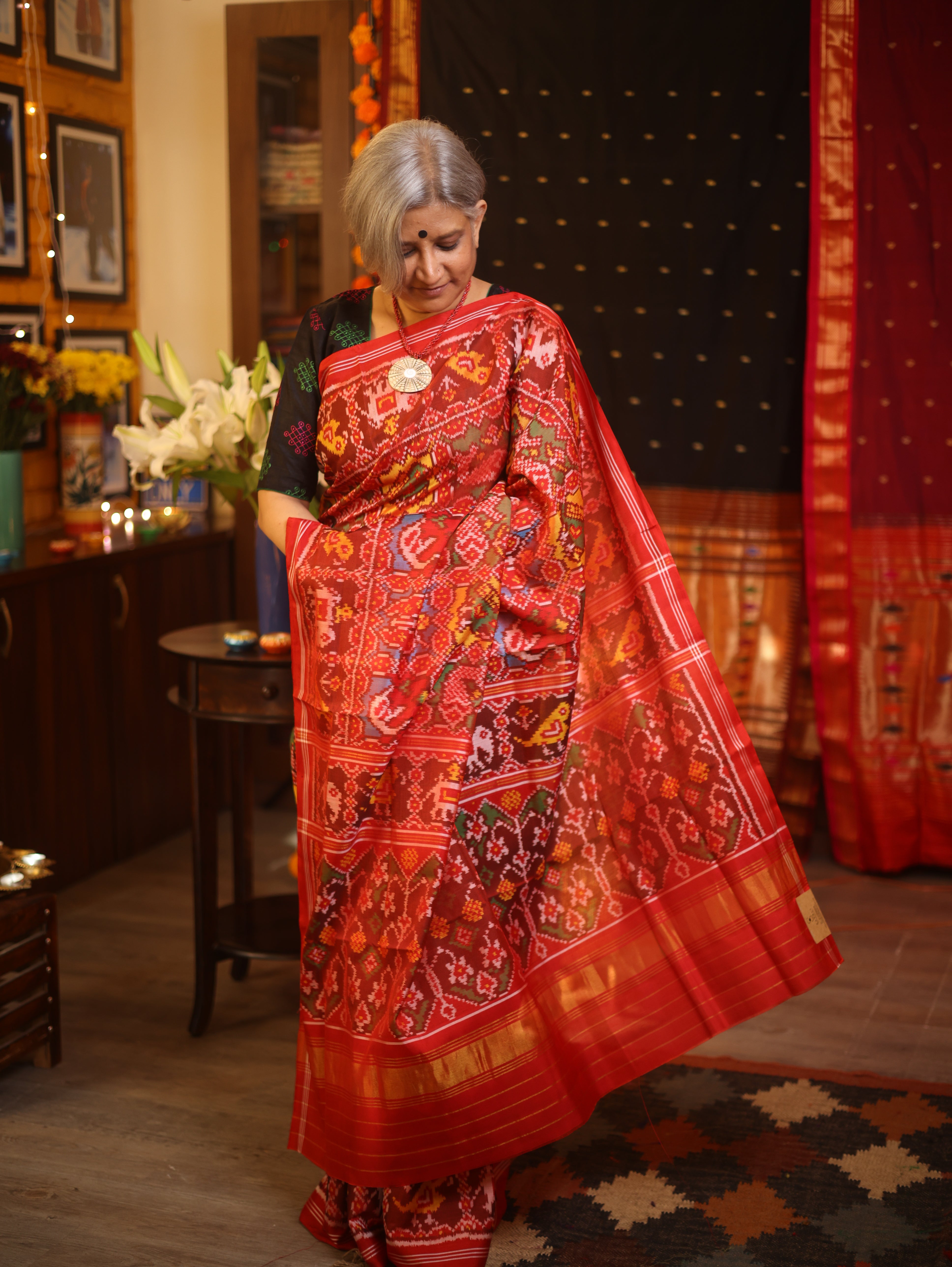 Maroon Rajkot Patola Silk Saree - SRMRPSS405