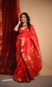 Red Silk Paithani Saree - SRRSPS718