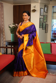 Blue Gadwal Silk Saree - SRBGSS624
