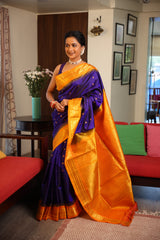 Blue Gadwal Silk Saree - SRBGSS624