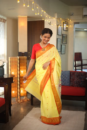 Yellow Cotton Paithani Saree - SRYCPS538
