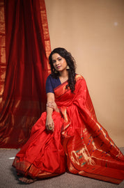 Red Silk Paithani Saree - SRRSPS718