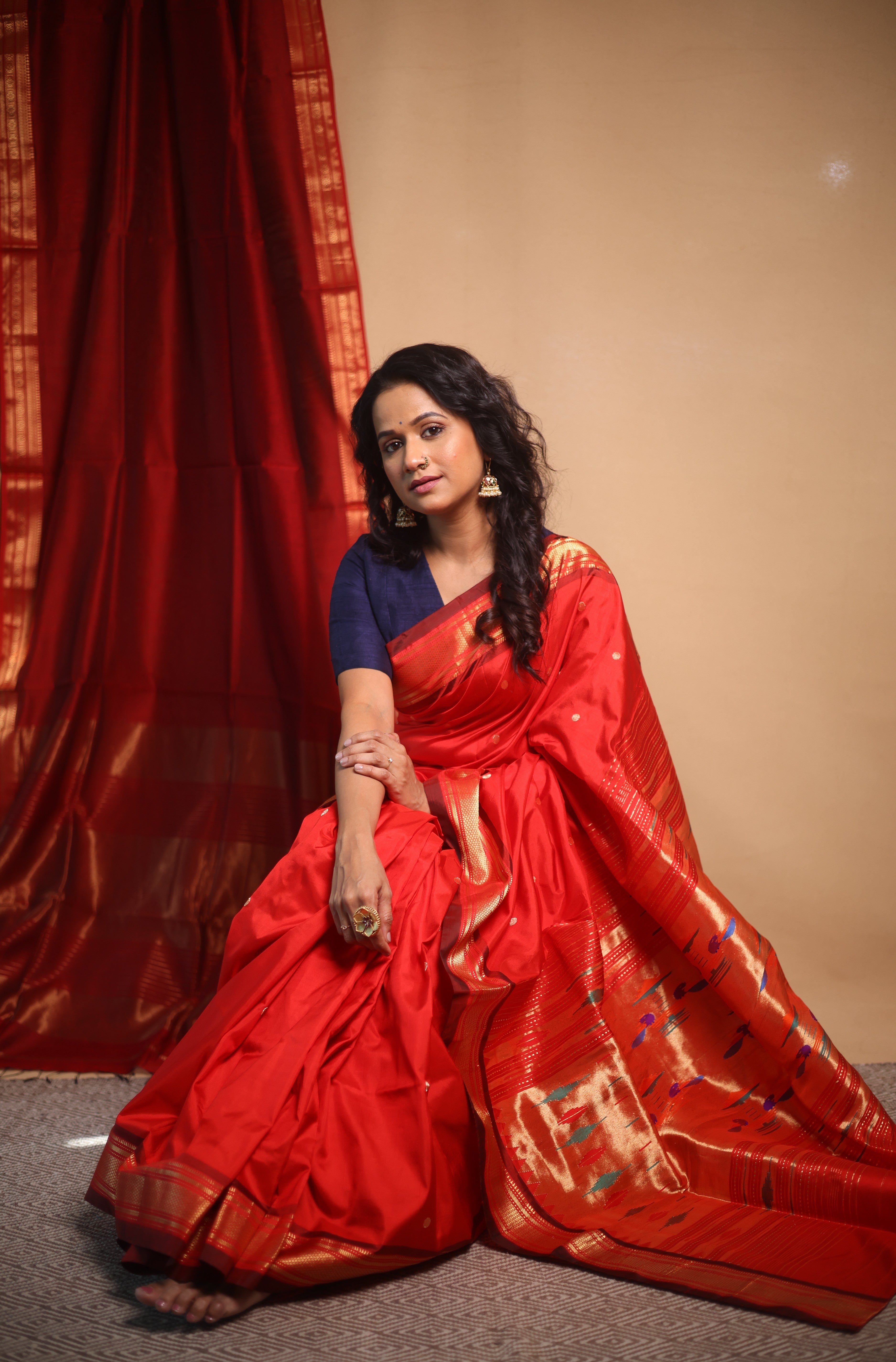 Red Silk Paithani Saree - SRRSPS718
