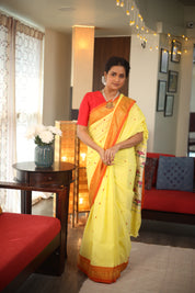Yellow Cotton Paithani Saree - SRYCPS538