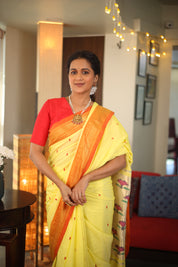 Yellow Cotton Paithani Saree - SRYCPS538