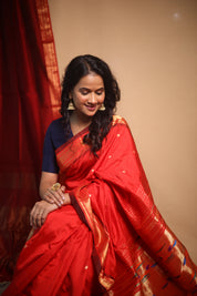 Red Silk Paithani Saree - SRRSPS718