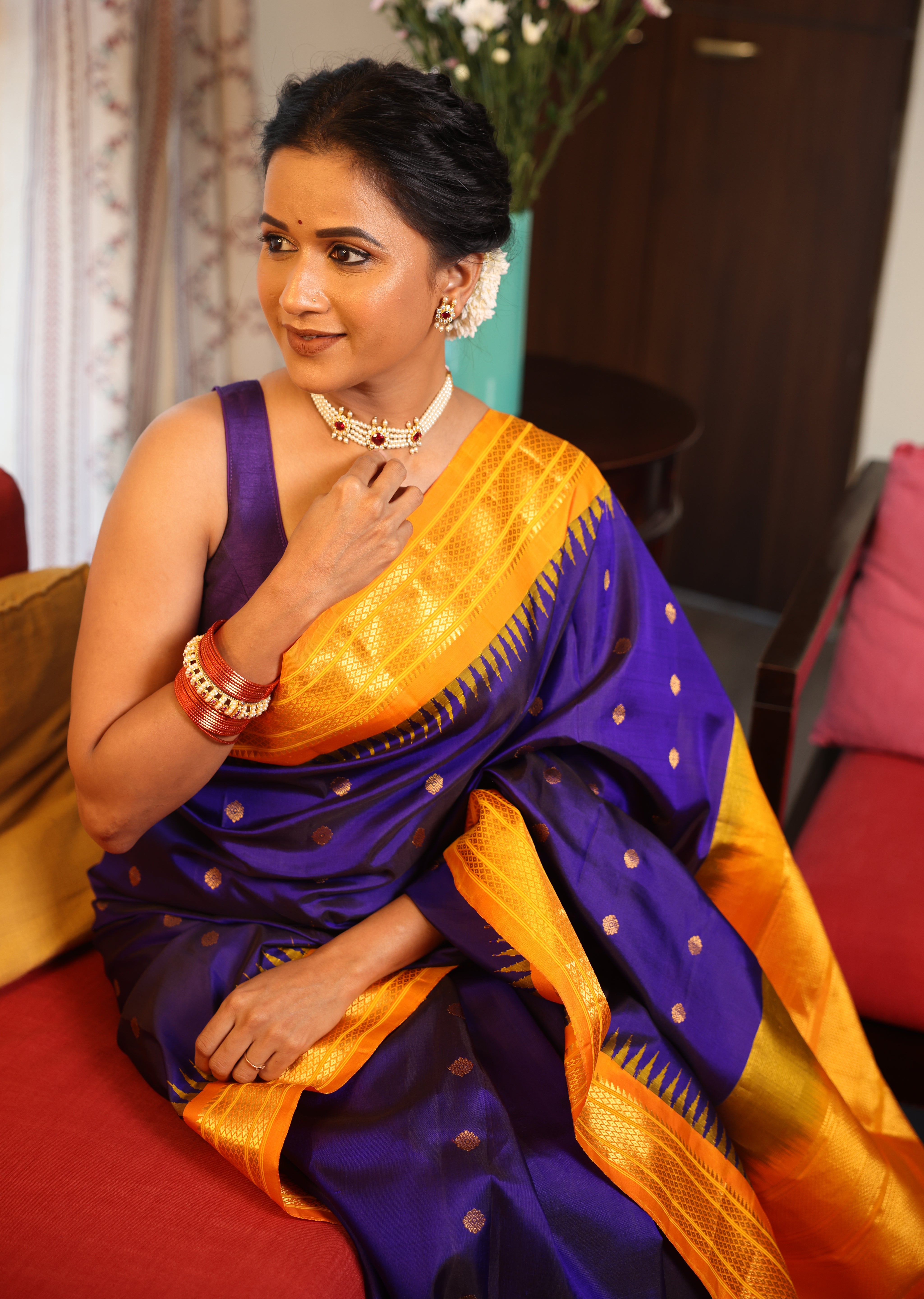 Blue Gadwal Silk Saree - SRBGSS624