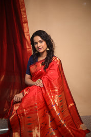 Red Silk Paithani Saree - SRRSPS718