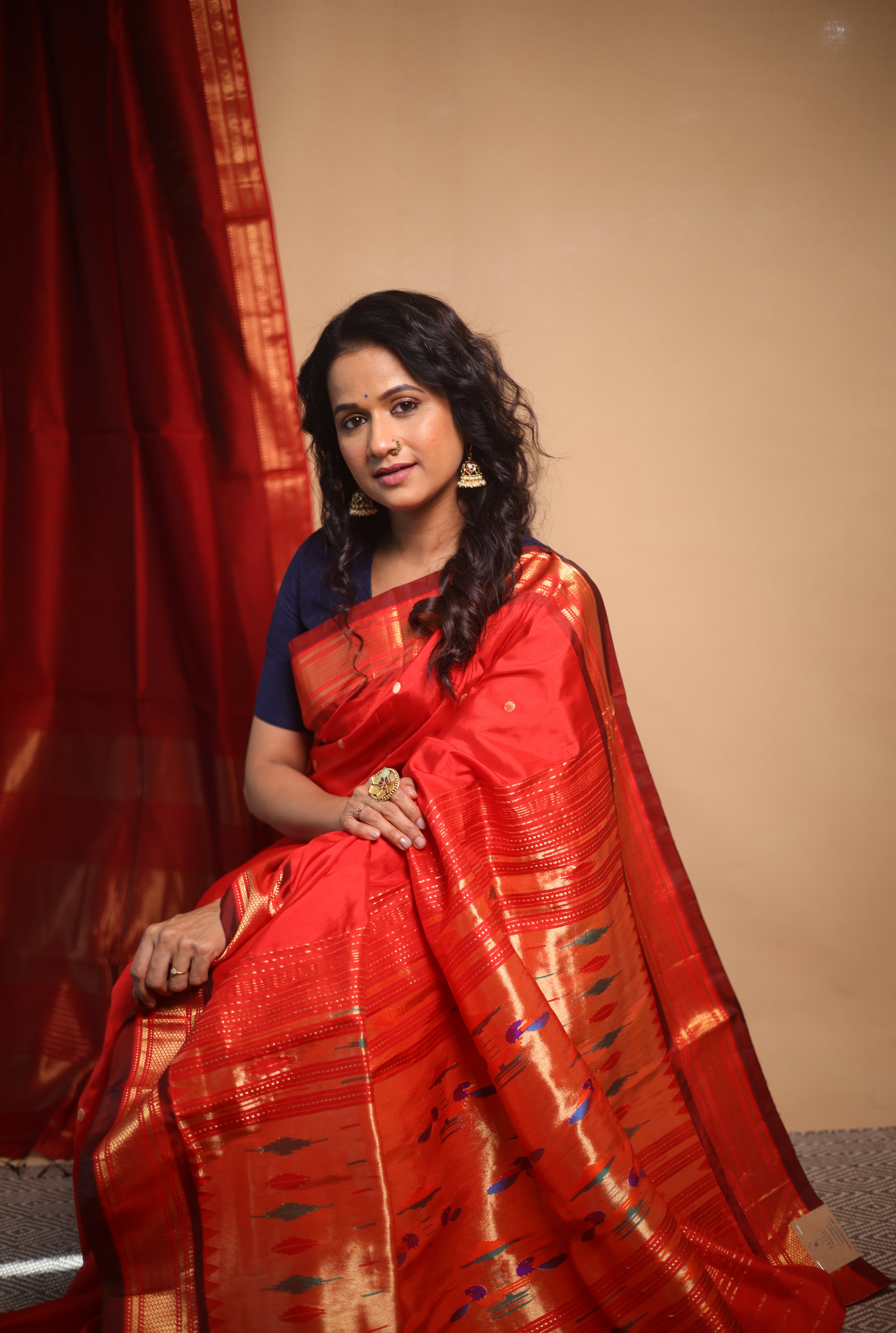 Red Silk Paithani Saree - SRRSPS718