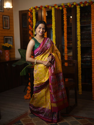 Yellow Rajkot Patola Silk Saree - SRYRPSS194