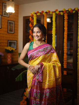 Yellow Rajkot Patola Silk Saree - SRYRPSS194