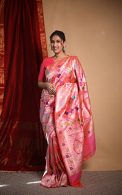 Pink Banarasi Silk Saree - Saavari - SSPBSS62