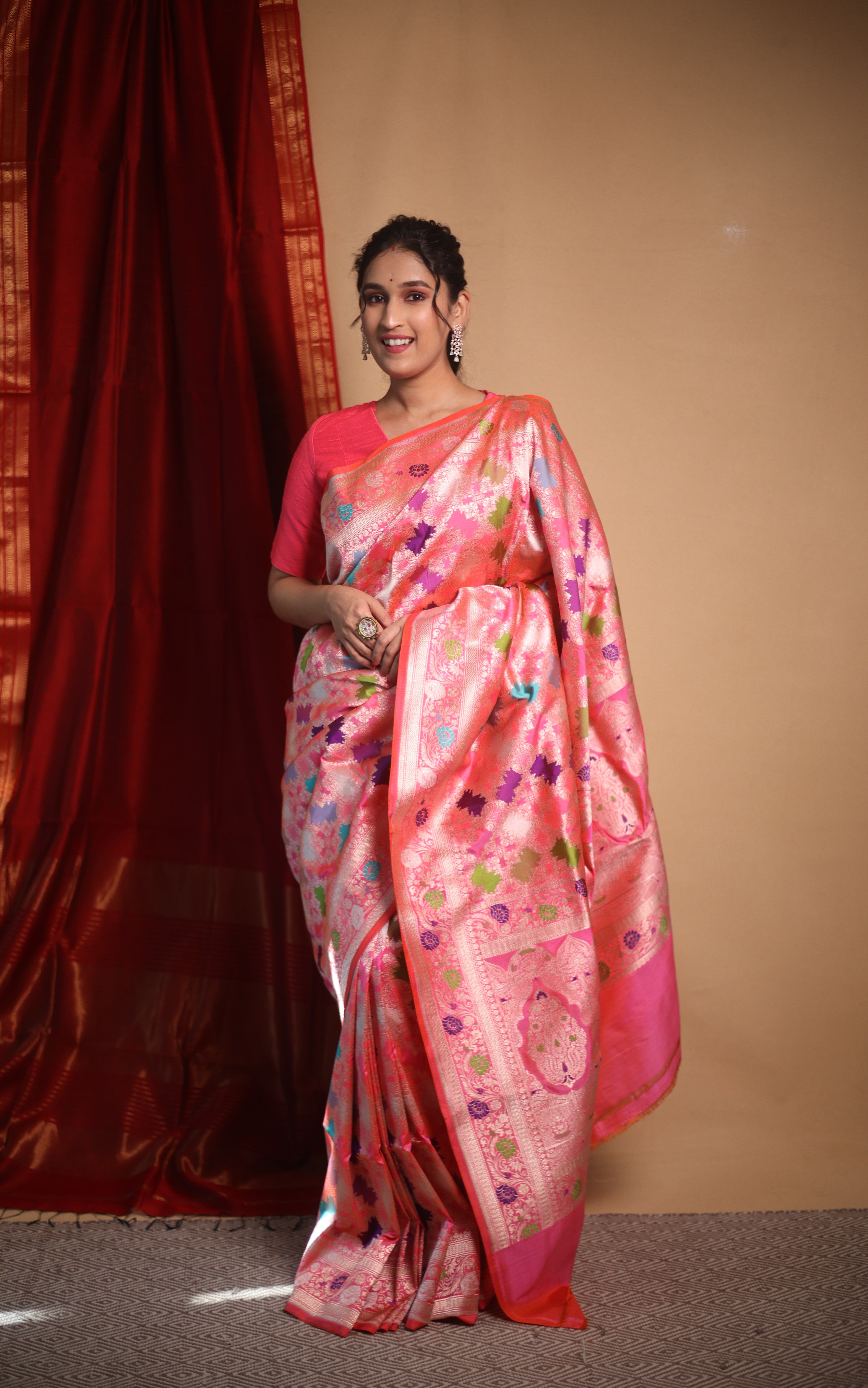 Pink Banarasi Silk Saree - Saavari - SSPBSS62
