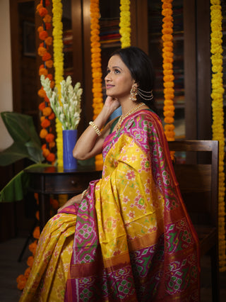 Yellow Rajkot Patola Silk Saree - SRYRPSS194