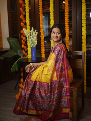 Yellow Rajkot Patola Silk Saree - SRYRPSS194