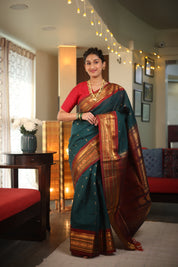 Green Gadwal Cotton Silk Saree - SRGGCSS97
