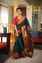 Green Gadwal Cotton Silk Saree - SRGGCSS97