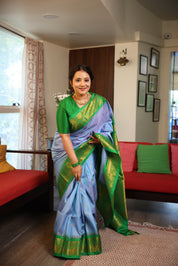 Sky Blue Gadwal Silk Saree - SRSBGSS490
