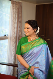 Sky Blue Gadwal Silk Saree - SRSBGSS490