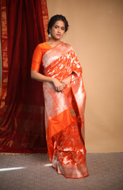Dark Orange Banarasi Silk Saree-SRDOBSS603