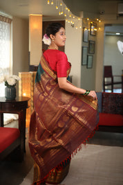 Green Gadwal Cotton Silk Saree - SRGGCSS97