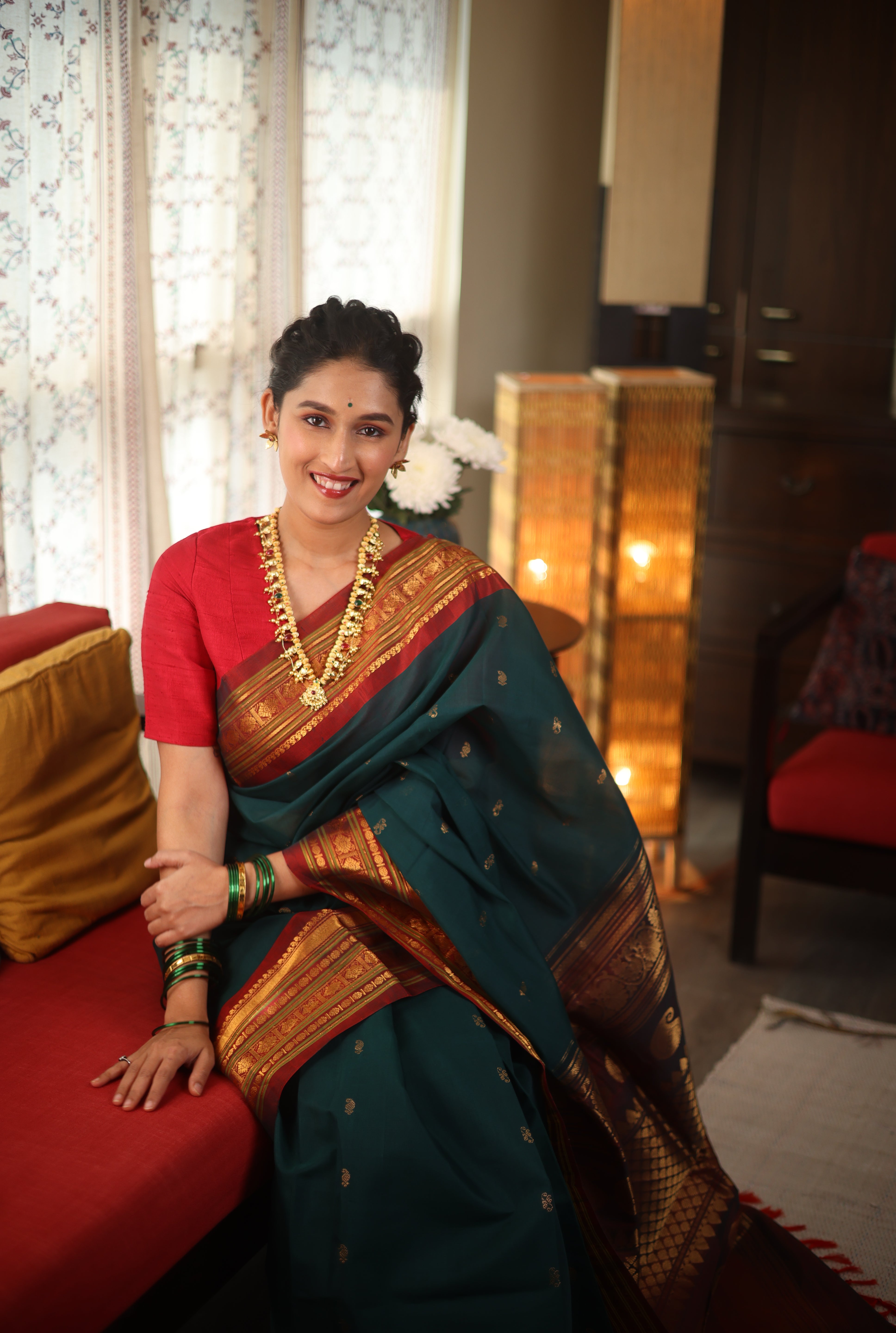 Green Gadwal Cotton Silk Saree - SRGGCSS97