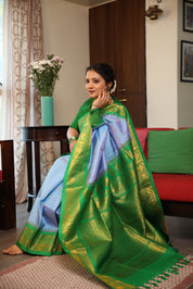 Sky Blue Gadwal Silk Saree - SRSBGSS490