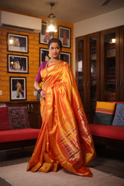 Orange Silk Paithani Saree - SROSPS671