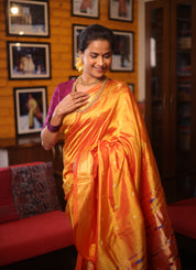 Orange Silk Paithani Saree - SROSPS671