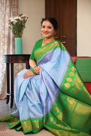 Sky Blue Gadwal Silk Saree - SRSBGSS490
