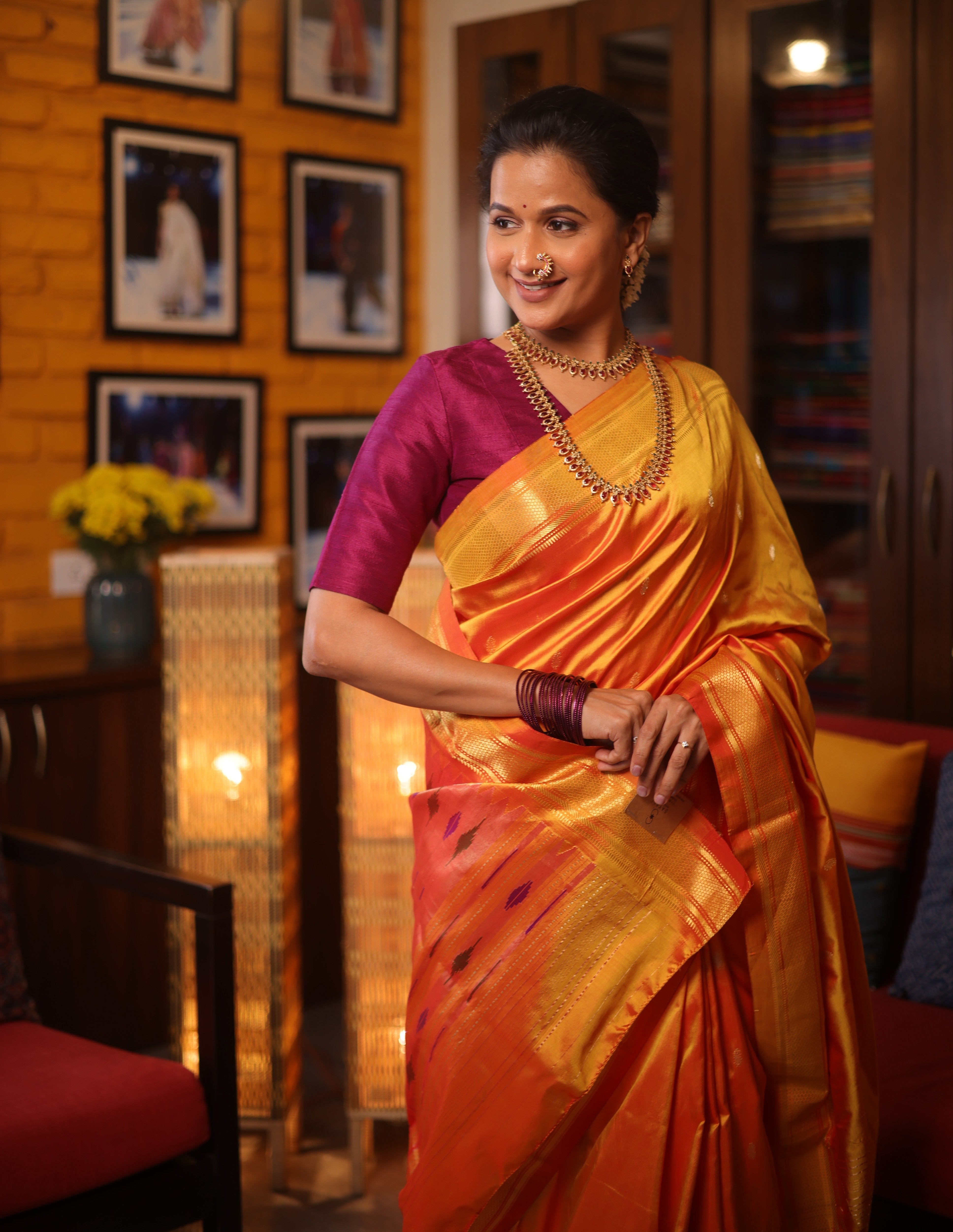 Orange Silk Paithani Saree - SROSPS671