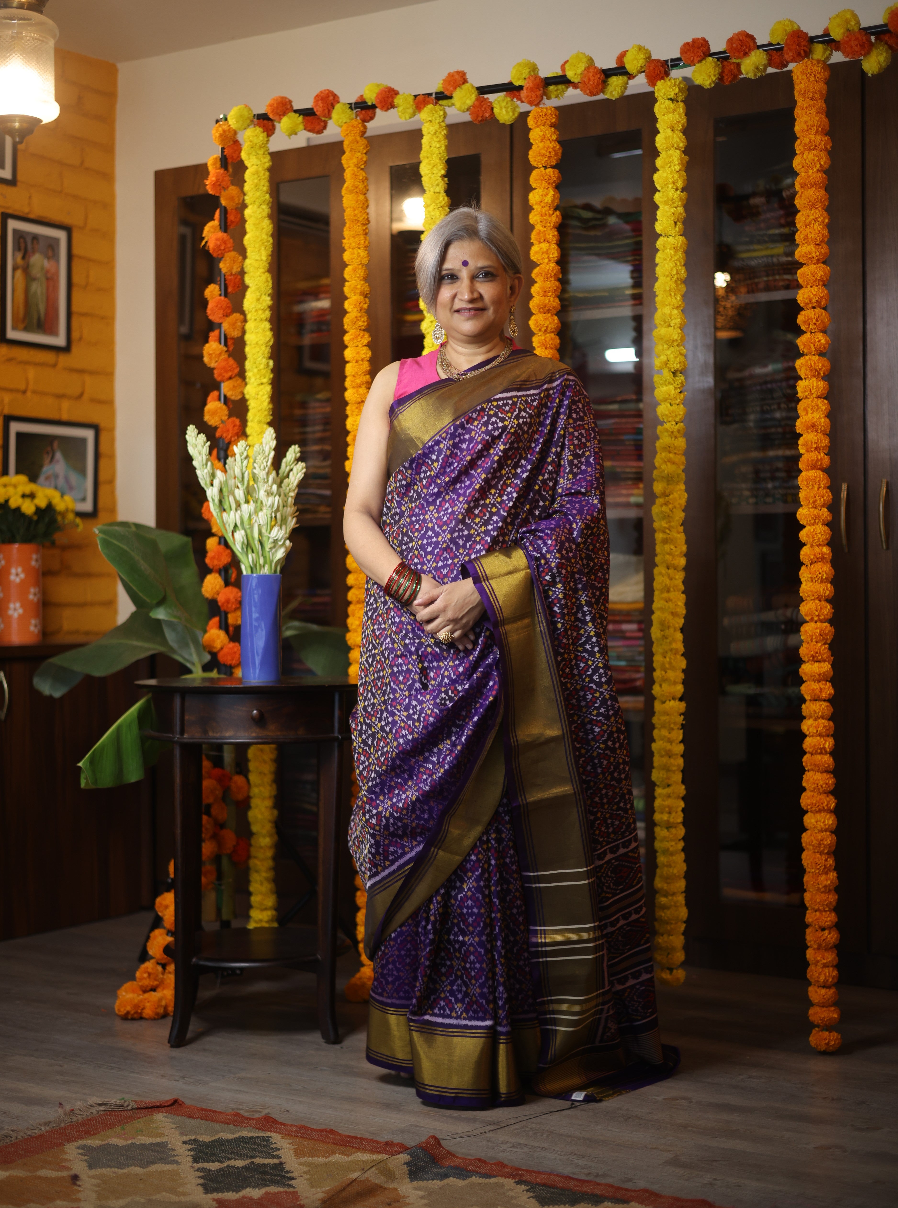 Dark Voilet Rajkot Patola Silk Saree-SRDVRPSS24EX