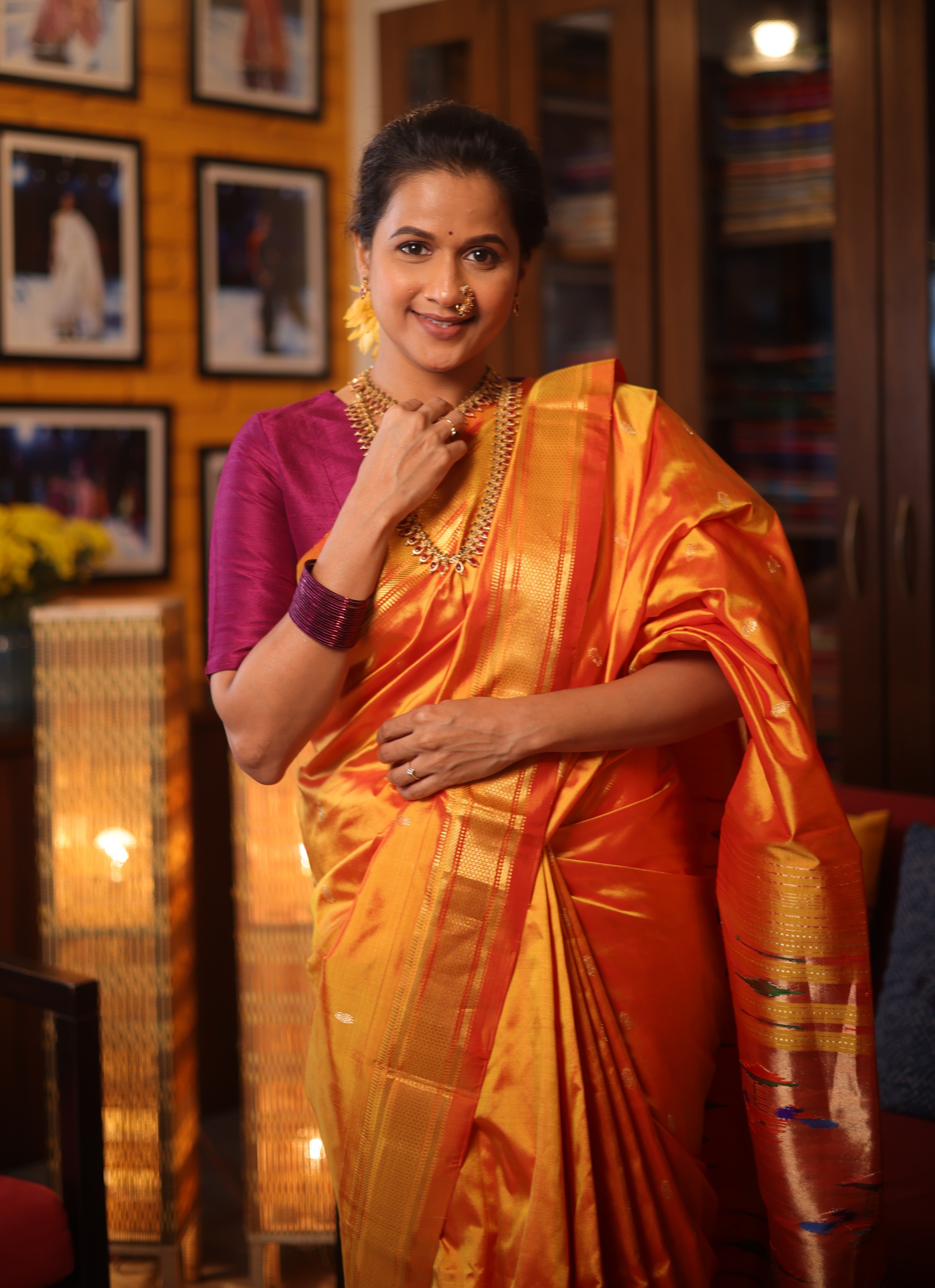 Orange Silk Paithani Saree - SROSPS671