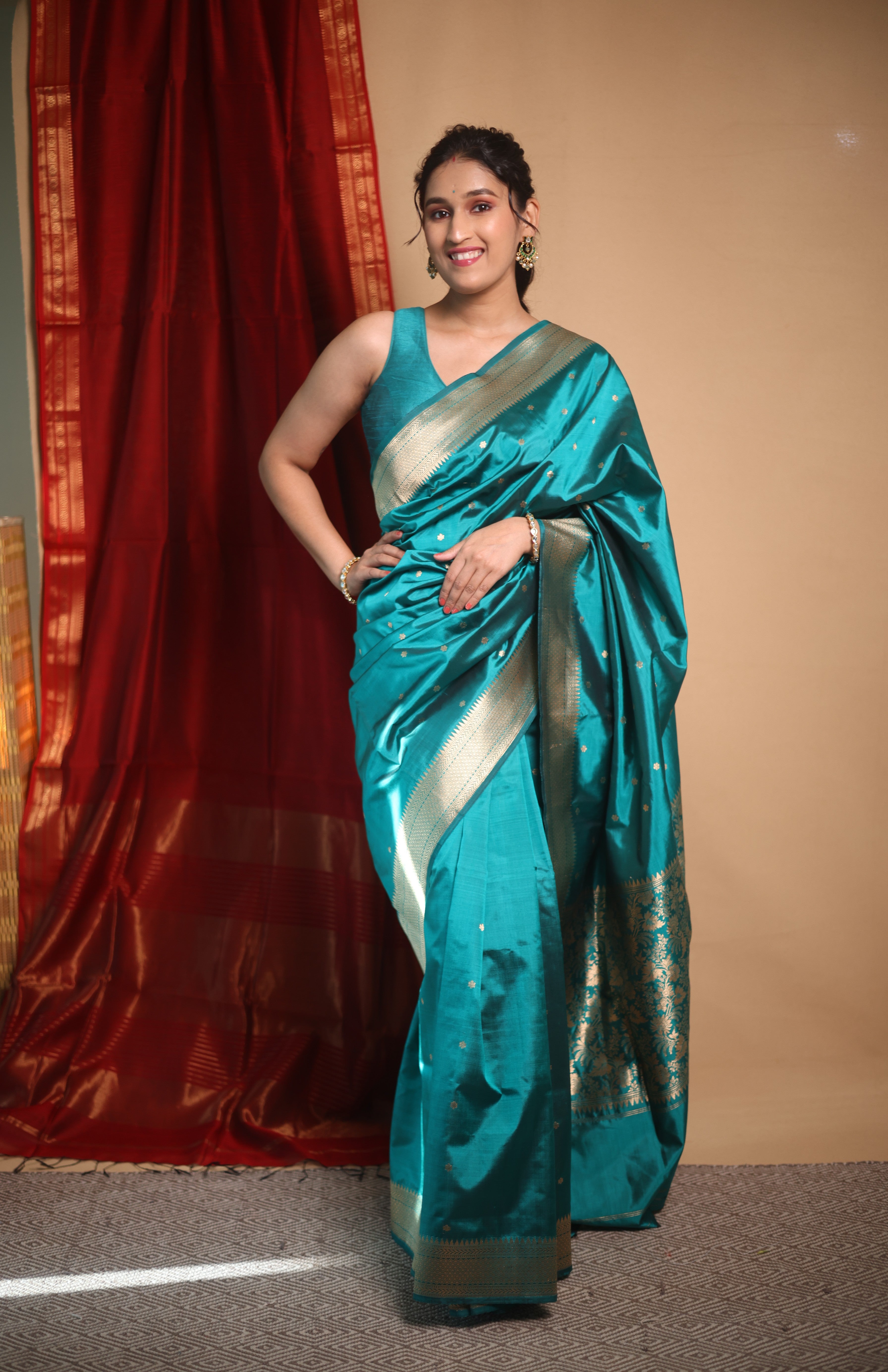 Rama Green Banarasi Silk Saree - SRRGBSS863