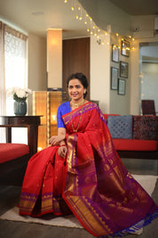 Red Gadwal Cotton Silk Saree - SRRGCSS115