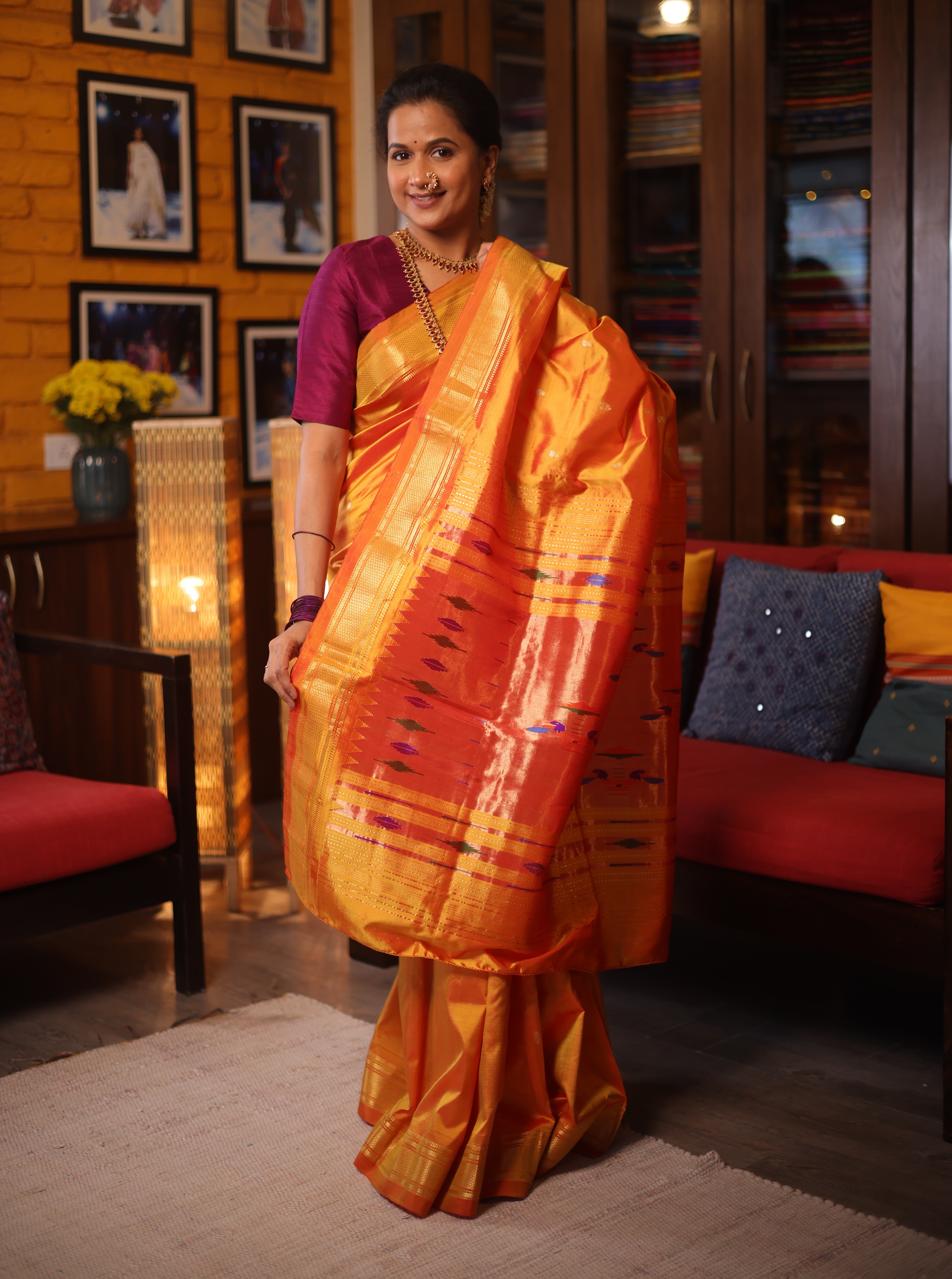 Orange Silk Paithani Saree - SROSPS671