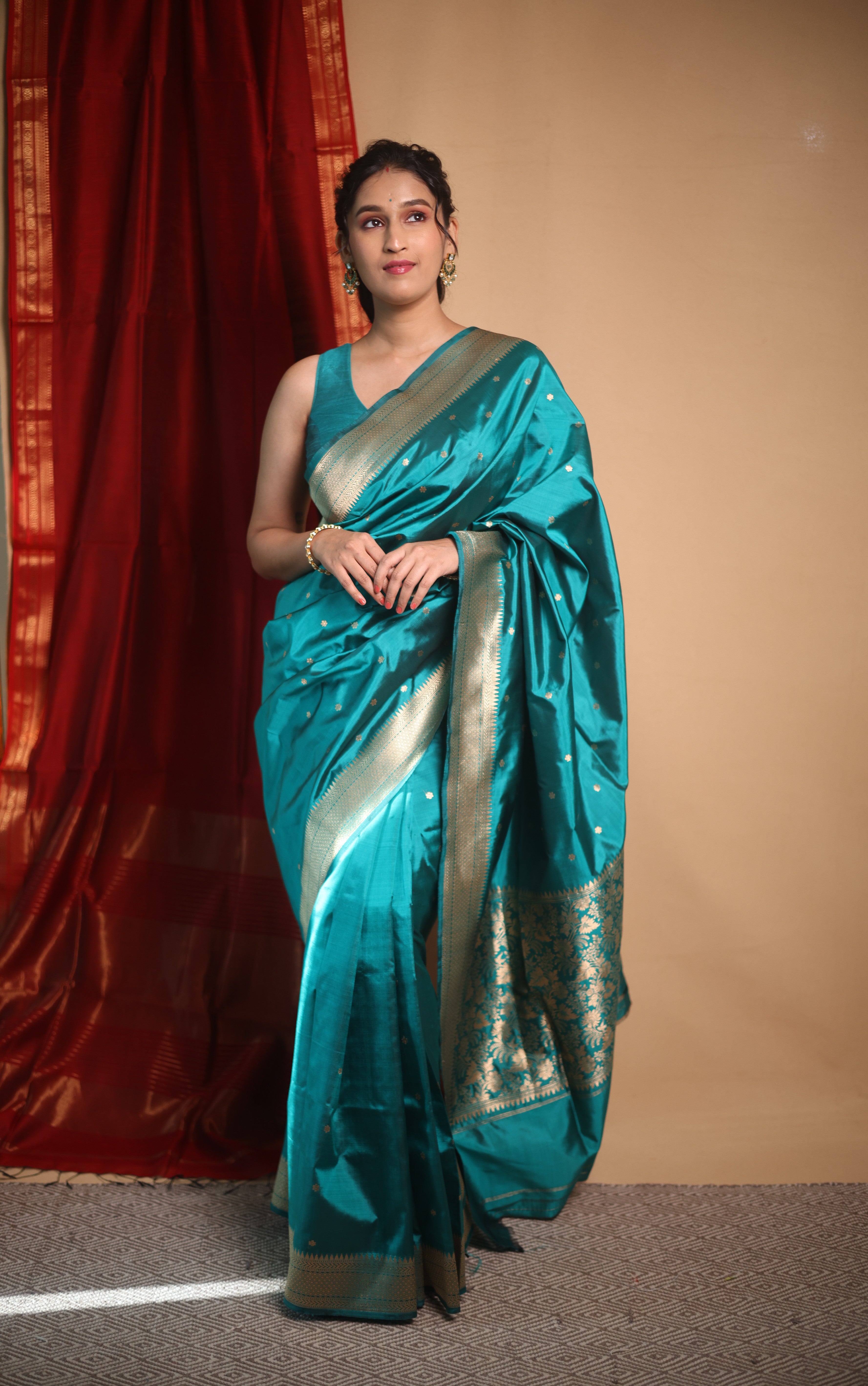 Rama Green Banarasi Silk Saree - SRRGBSS863