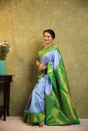 Sky Blue Gadwal Silk Saree - SRSBGSS490
