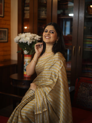 Yellow Chanderi Tissue Silk Saree-SRYCTSS102