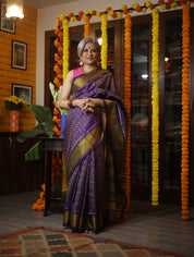 Dark Voilet Rajkot Patola Silk Saree-SRDVRPSS24EX