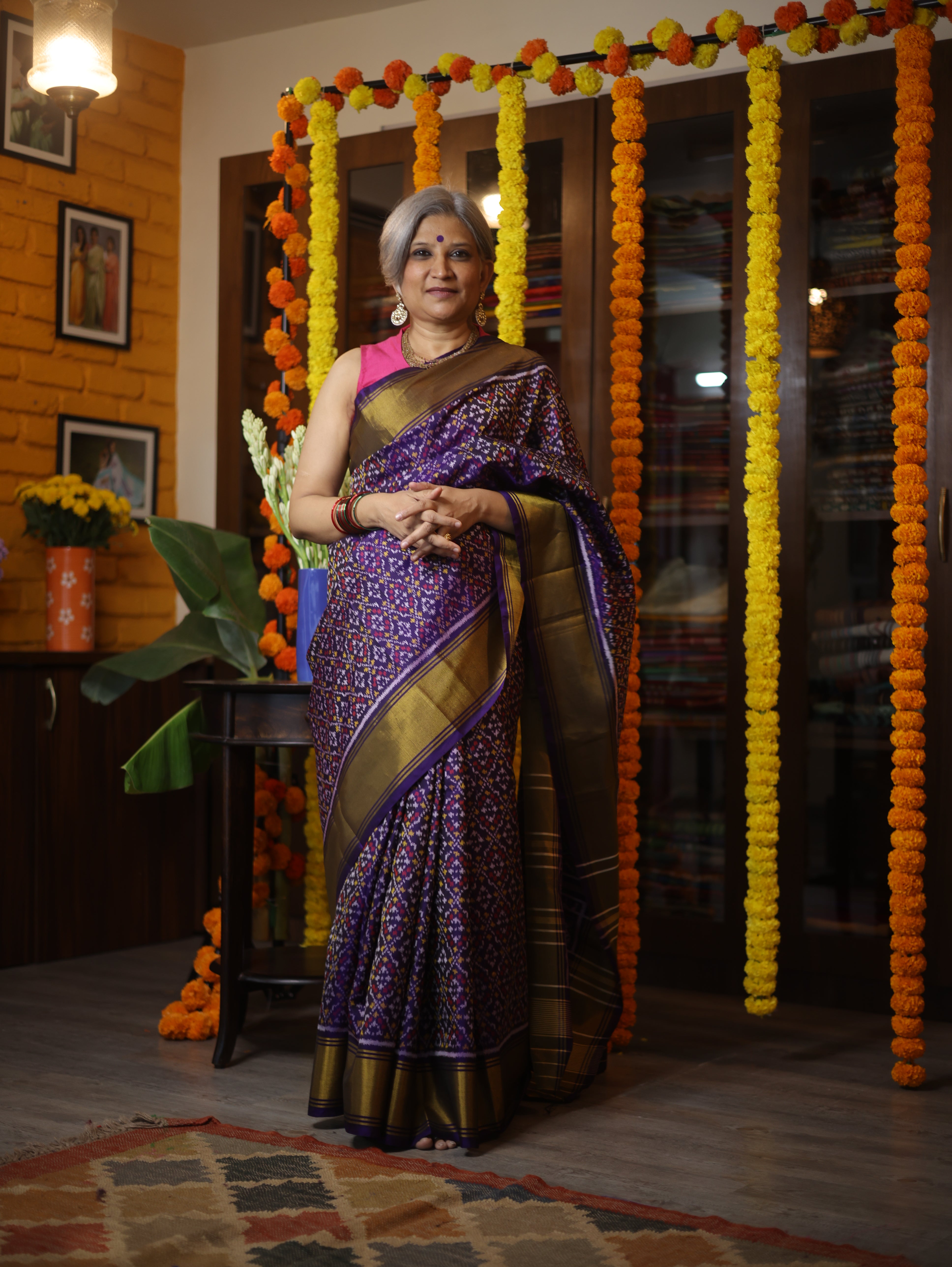 Dark Voilet Rajkot Patola Silk Saree-SRDVRPSS24EX