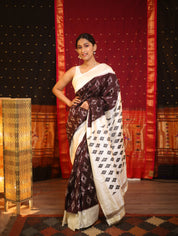 Wine Pochampalli Silk Ikat Saree - SRWPSIS142