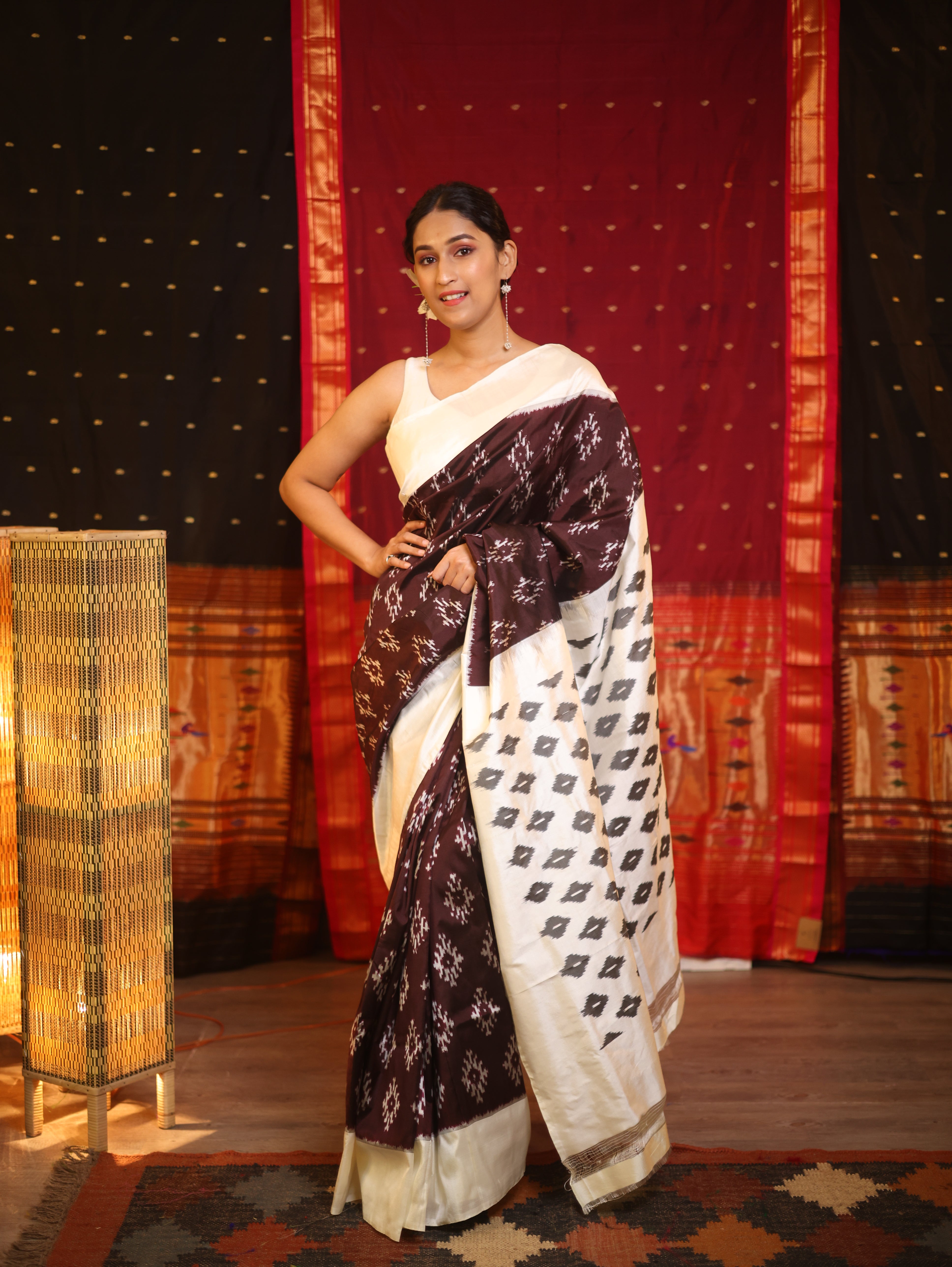 Wine Pochampalli Silk Ikat Saree - SRWPSIS142