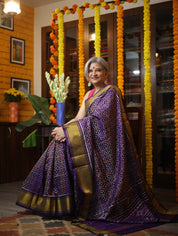 Dark Voilet Rajkot Patola Silk Saree-SRDVRPSS24EX